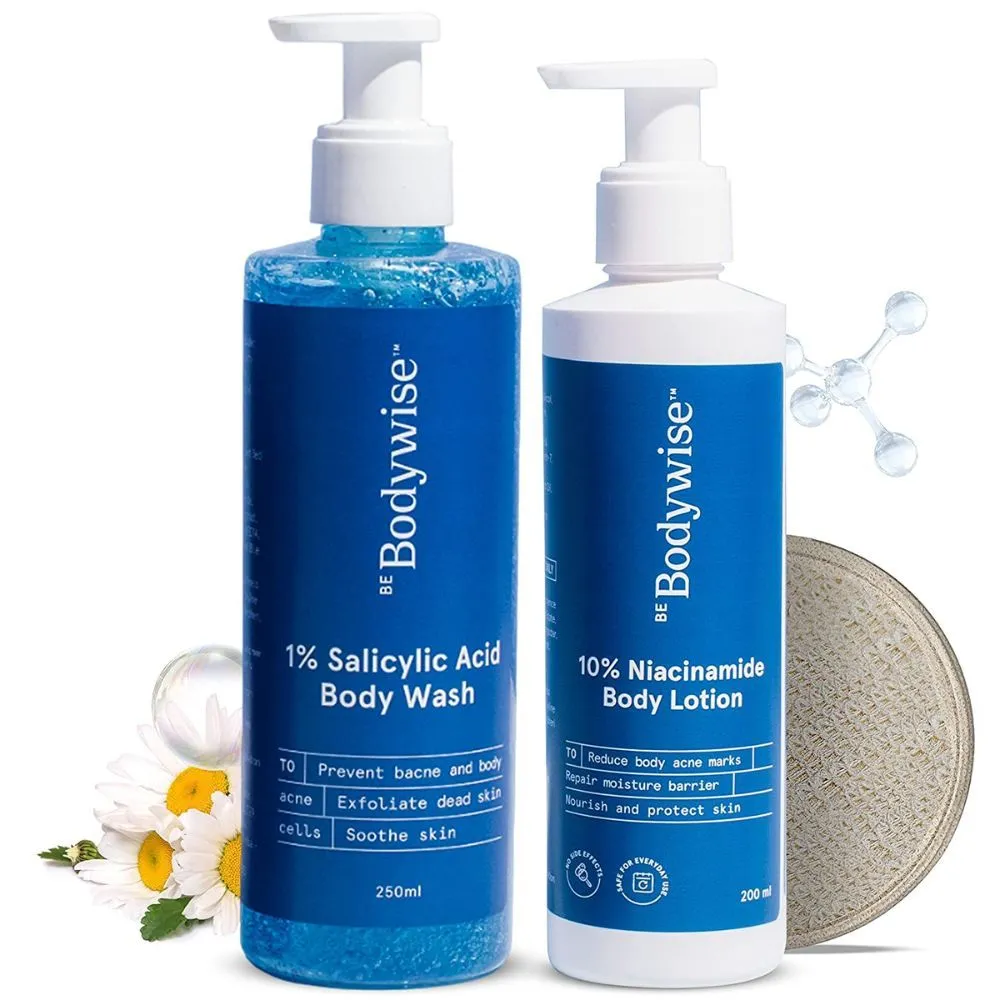 Be Bodywise 1% Salicylic Acid Body Wash + Loofah &10% Niacinamide Body Lotion