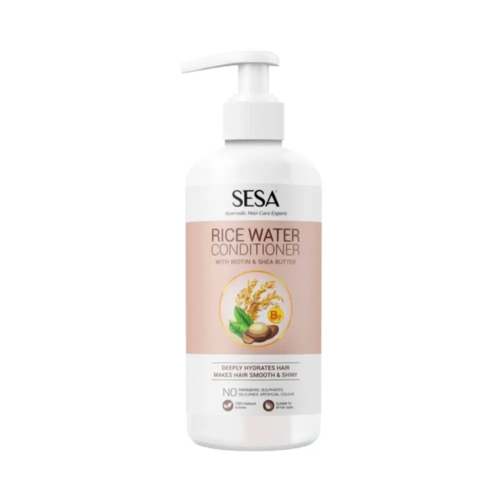 Sesa Rice Water Conditioner with Biotin & Shea Butter for Smooth & Shiny Hair | NO Sulphates, Parabens or Silicones (300 ml)