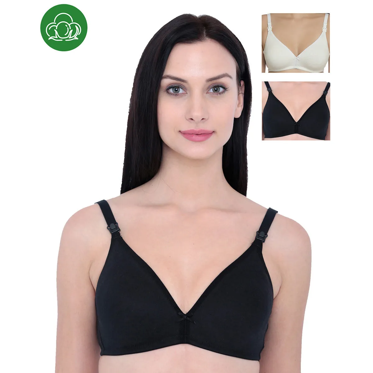 Inner Sense Organic Cotton Antimicrobial Nursing Bra Pack of 3 - Multi-Color