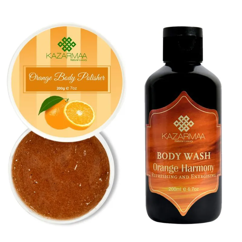 Kazarmaa Body Care Combo Orange Body Polisher & Body Wash Pack Of 2