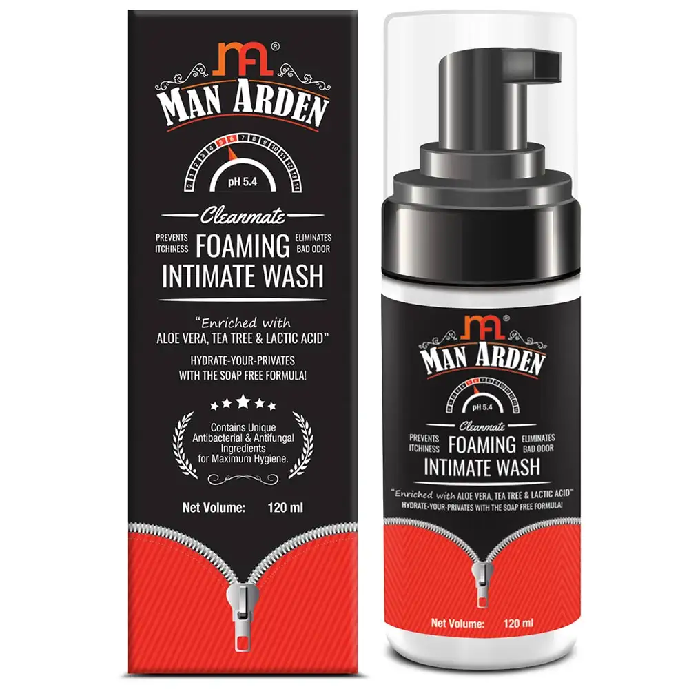 Man Arden Clean Mate Foaming Intimate Wash,  Aloe Vera, Tea Tree & Lactic Acid  120 ml