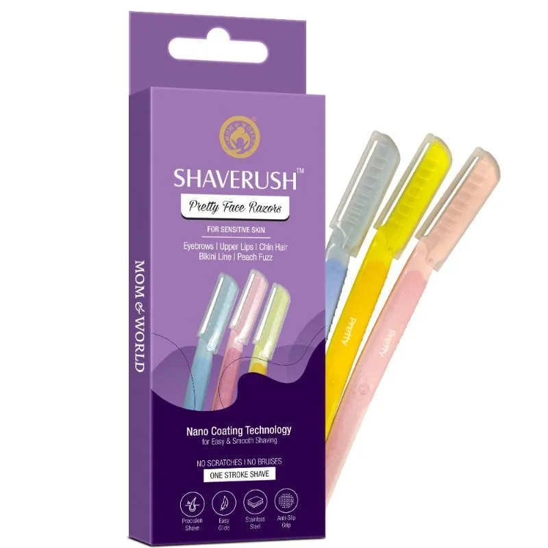 Mom & World Shaverush Women Pretty Face Razors With Nano Coating Technology, 5 In 1 - Pack Of 3