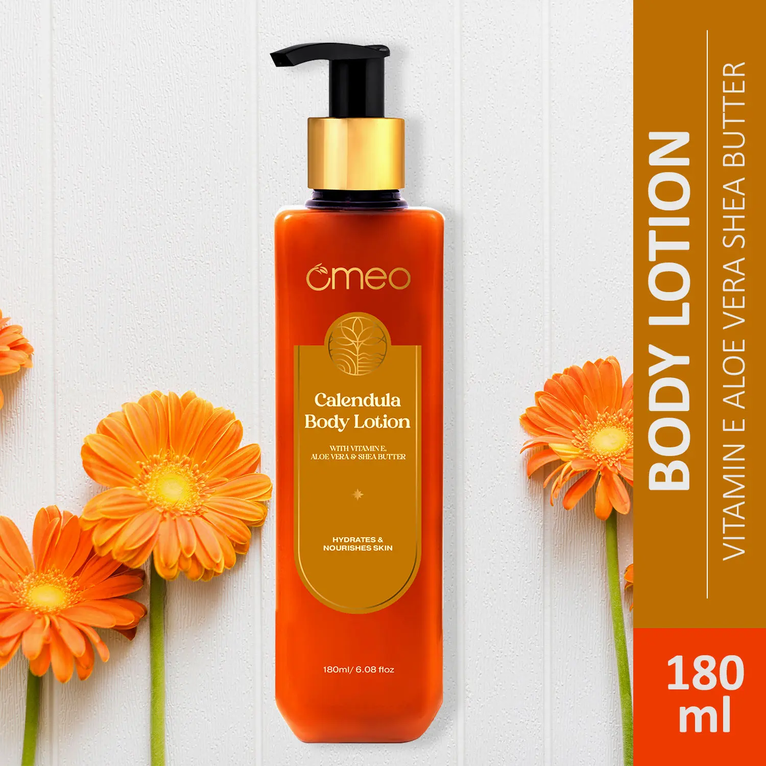 Omeo Calendula Body Lotion for Dry Skin, With Shea Butter, Aloe Vera and Vitamin E | - 180ml