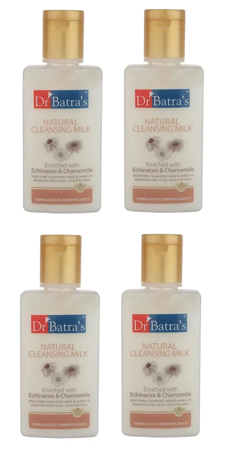 Dr Batra's Natural Cleansing Milk Enriched With Echinacea & Chamomile - 100 ml (Pack of 4)