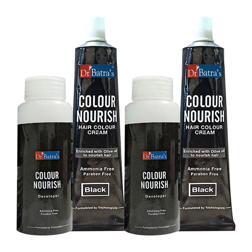 Dr.Batra's Colour Nourish Hair Ammonia, Paraben Free Colour Cream - Black