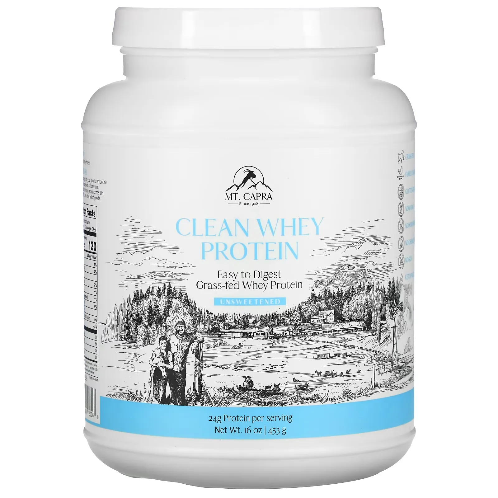 Clean Whey Protein, Unsweetened, 16 oz (453 g)