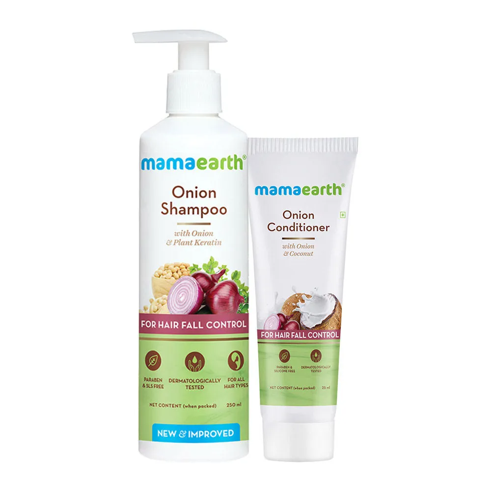 Mamaearth Onion Hair Fall Control Shampoo With Free Onion Conditioner