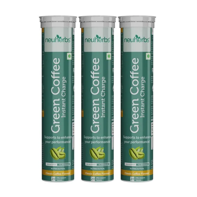 Neuherbs Green Coffee Instant Charge Effervescent Tablets (Pack Of 3)