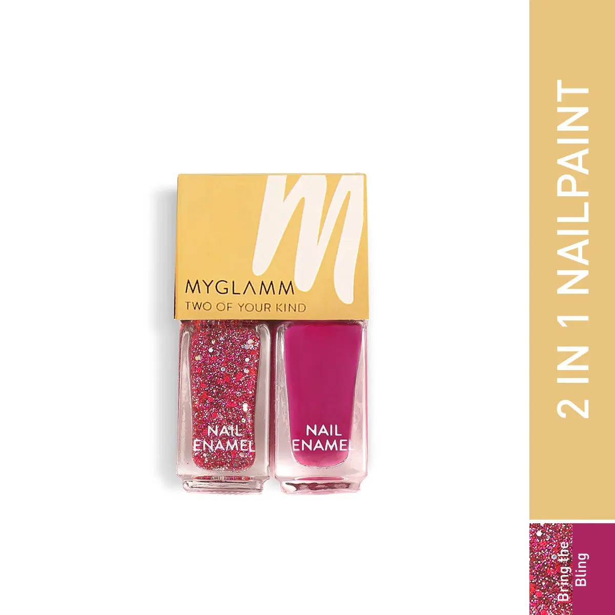 MyGlamm Two Of Your Kind Nail Enamel Duo Glitter Collection-Bring the Bling-2x5ml