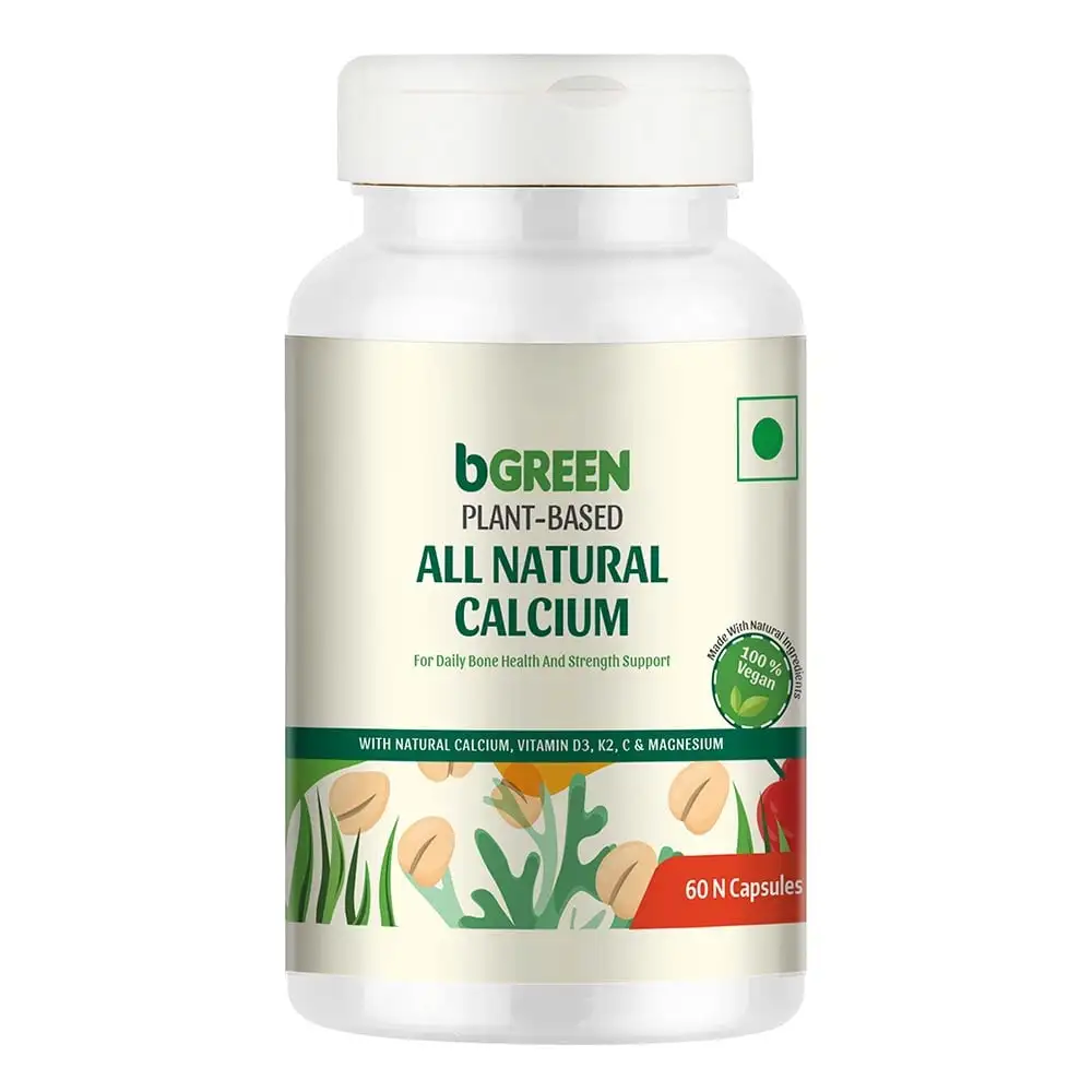 bGREEN Plant Based All Natural Calcium by MuscleBlaze,  60 capsules  Unflavoured