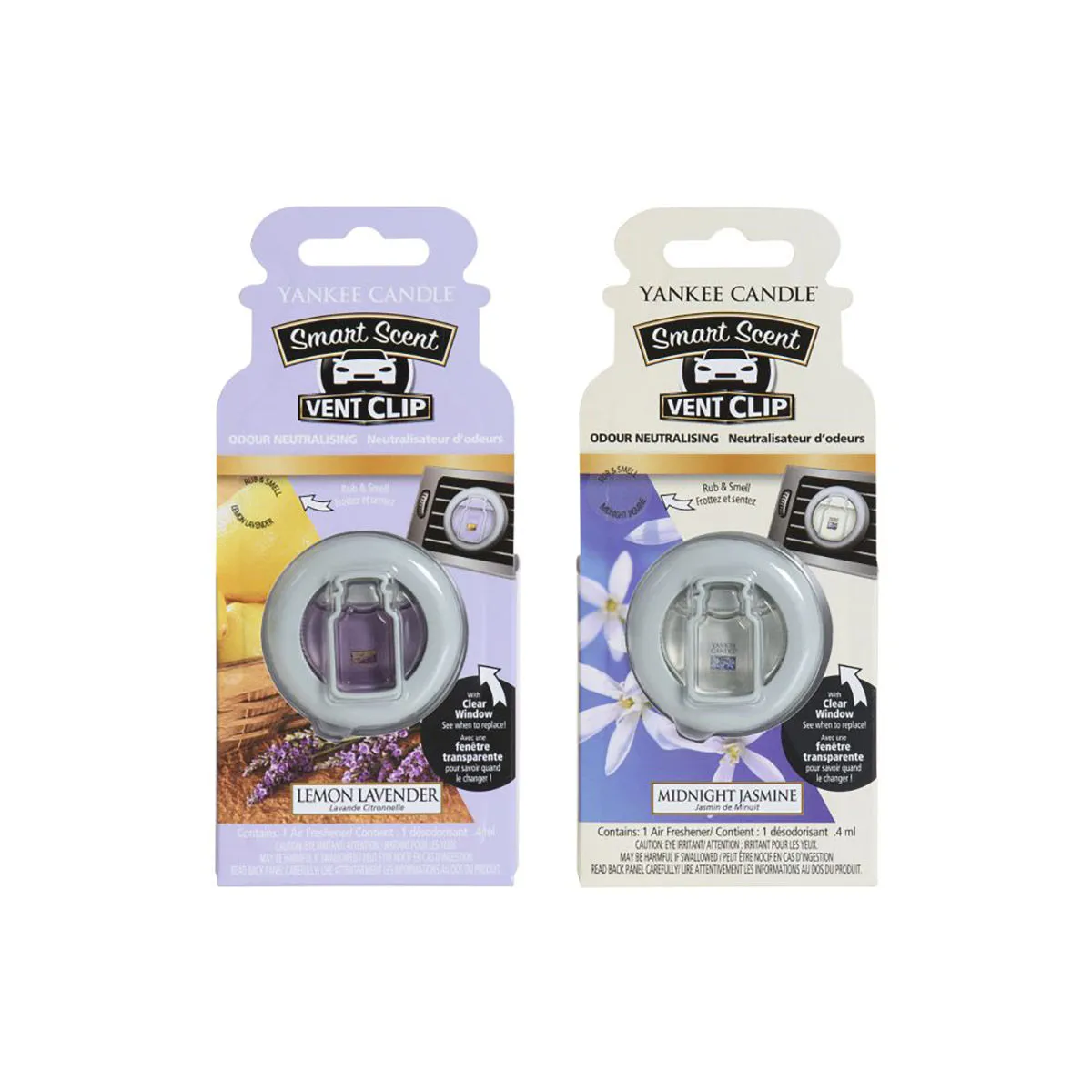 Yankee Candle Smart Scent Vent Clip Air Freshener- Pk of 2- Lemon Lavender and Midnight Jasmine