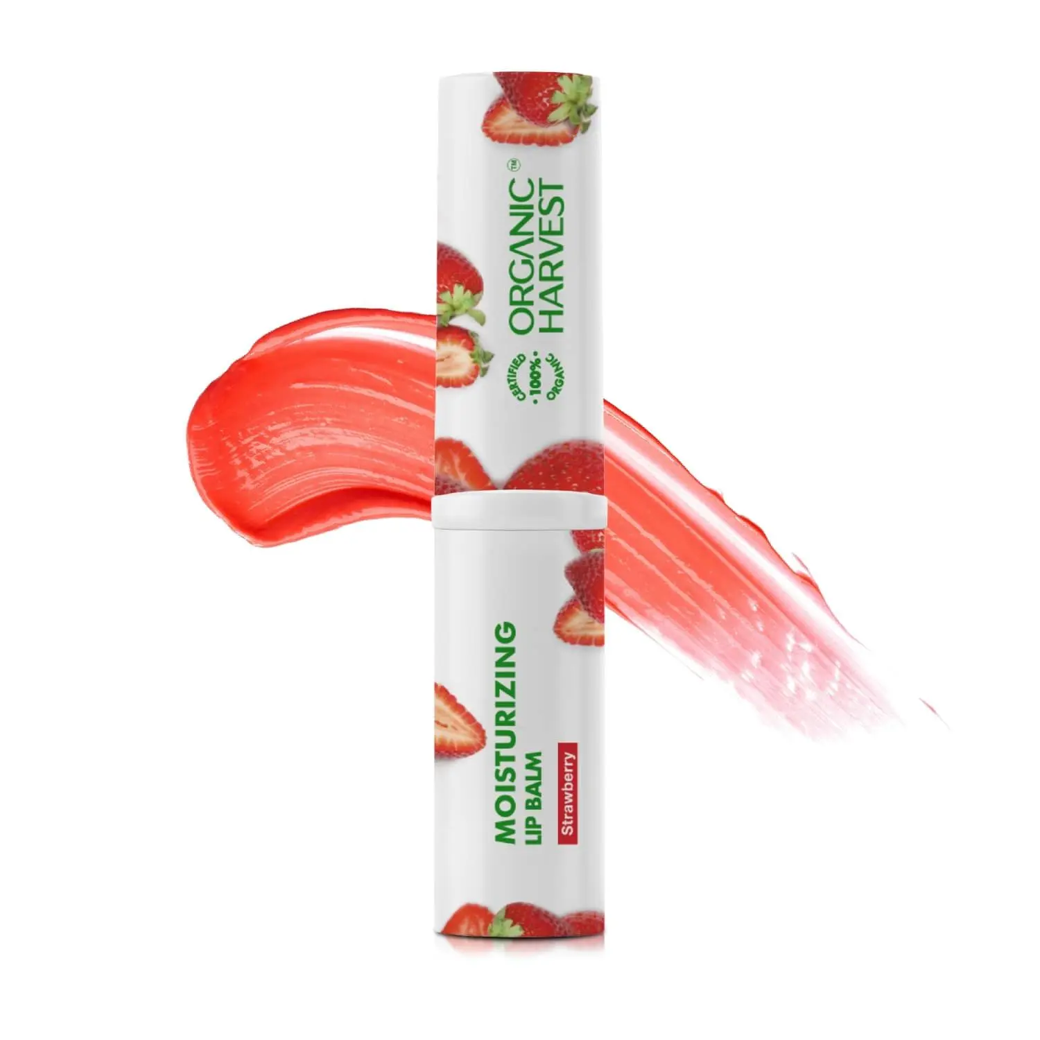 Organic Harvest Moisturizing Lip Balm: Strawberry | Lip Balm for Women & Men | 100% American Certified Organic | Sulphate & Paraben-free - 3g