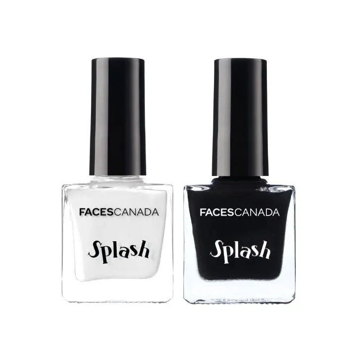 Faces Canada Splash Nail Enamel White O White & Black Beauty 18 ml