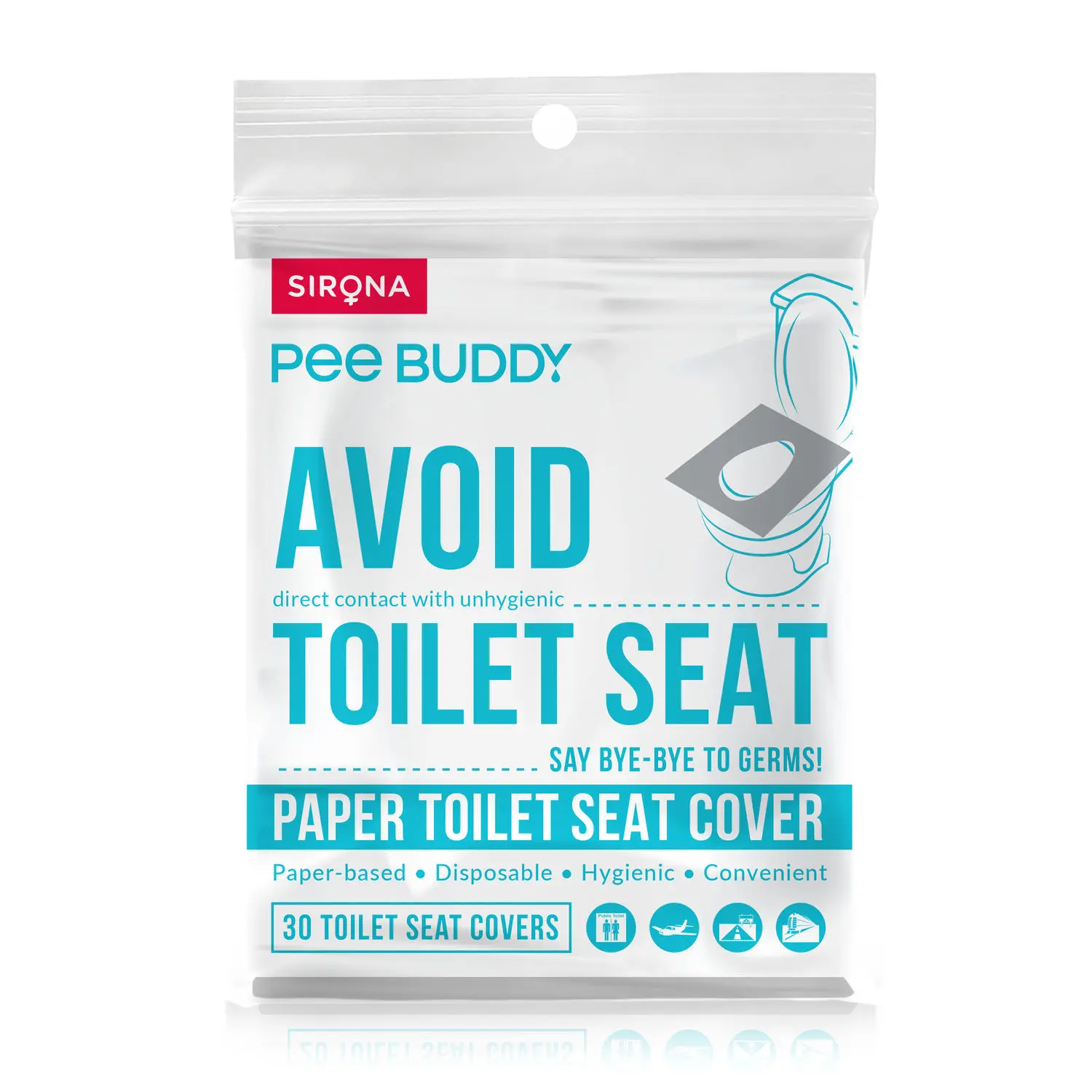 PeeBuddy Disposable Toilet Seat Cover to Avoid Direct Contact with Unhygienic Toilet Seats - 30 Seat Covers