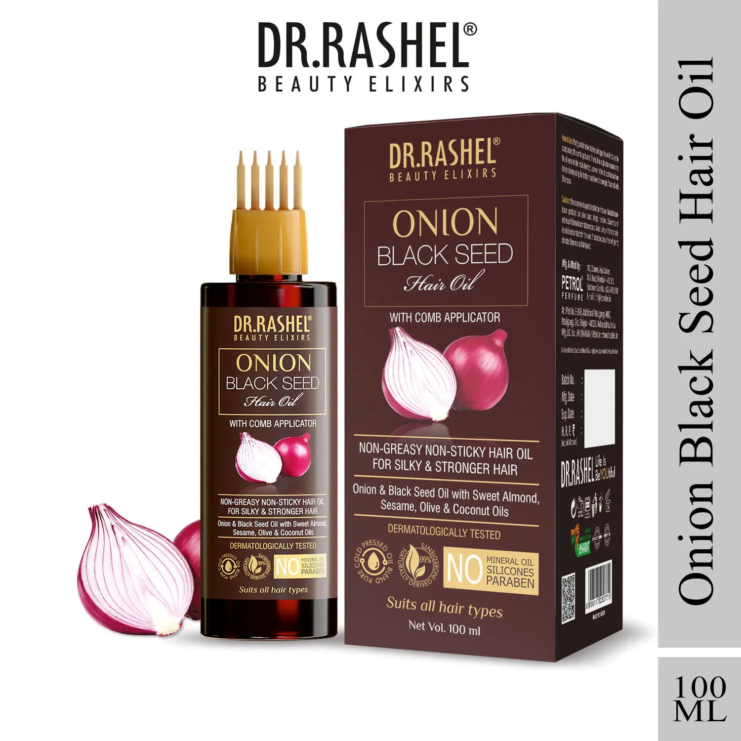 Dr.Rashel Onion Black Seed Hair Oil For Silky & Stronger Hair (100ml)