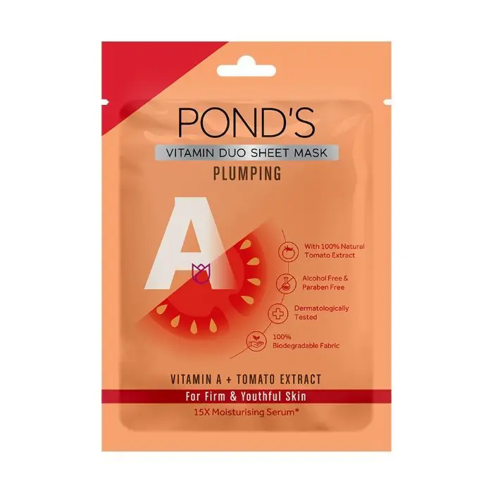 POND'S Plumping Firm Youthful Skin, With 100% Natural Tomato & Vitamin A Sheet Mask, 25 ml