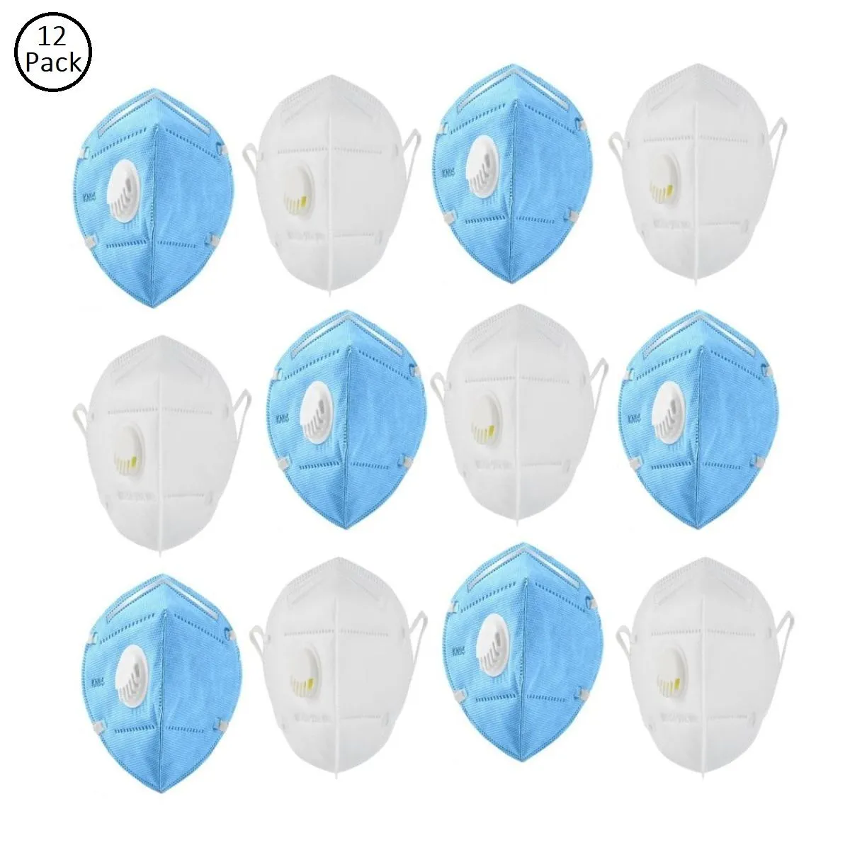 Fabula Pack Of 12 Anti-Pollution Reusable 5 Layer Mask - White Blue