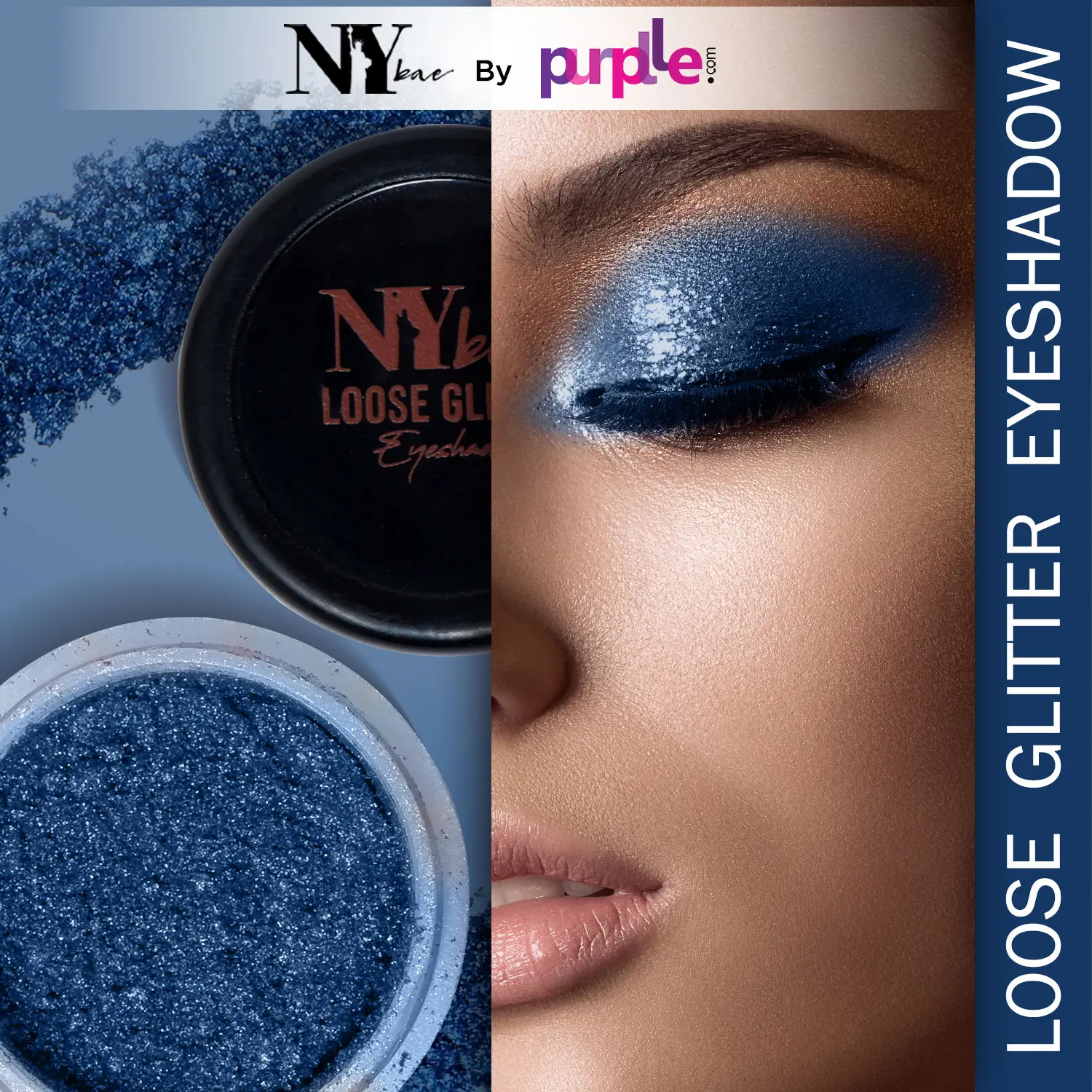 NY Bae Loose Glitter Eyeshadow - Sky Blue 06 (2 g) | Loaded With Oils & Fruit Extract | Rich Colour | Long lasting | Easy To Use | Cruelty Free