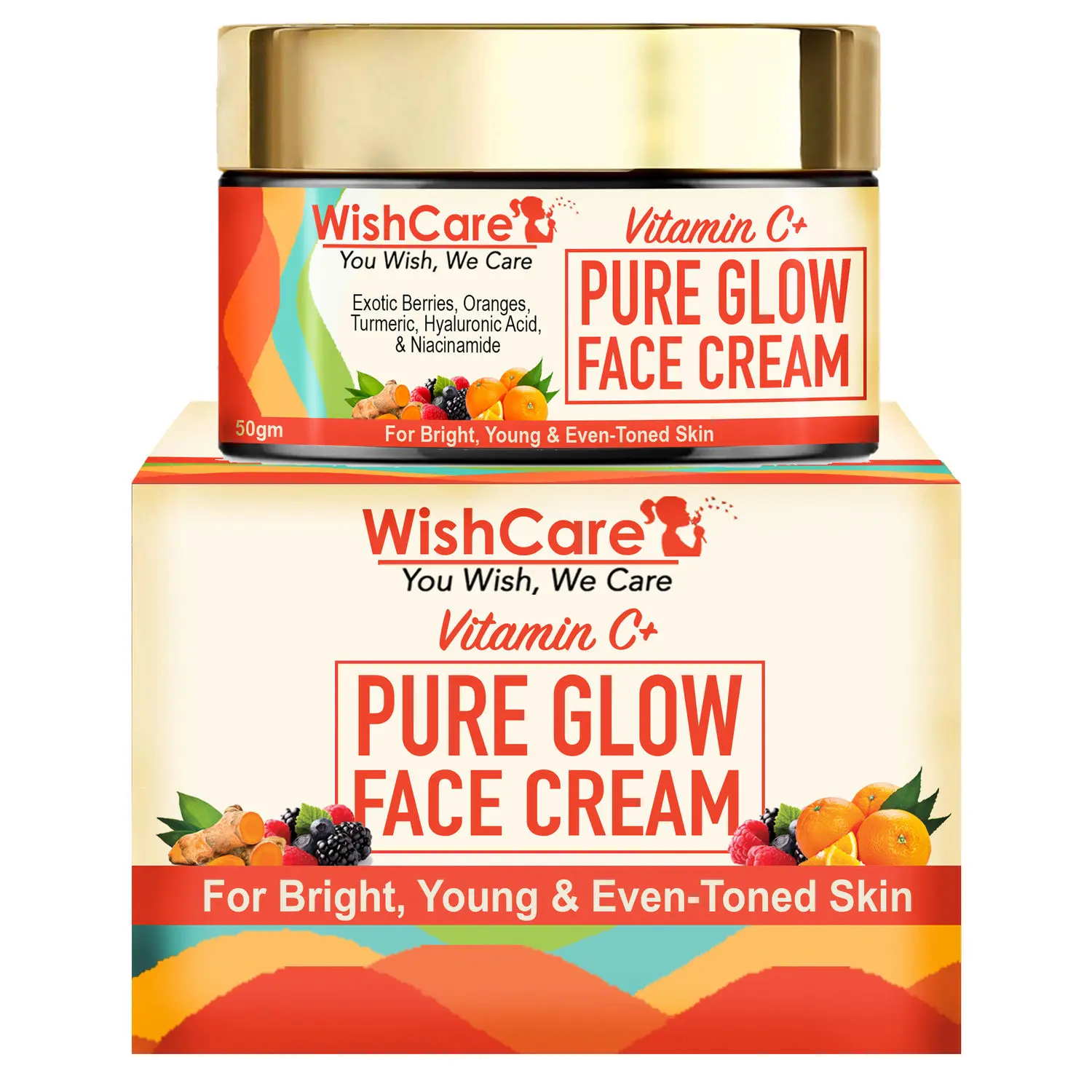 WishCare Vitamin C+ Pure Glow Face Cream -For Bright, Young and Even Toned Skin - 50 gm