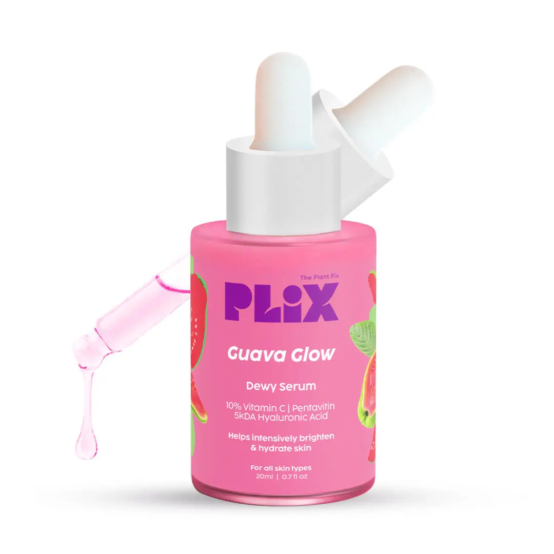 PLIX 10% Vitamin C Guava Face Serum for Skin Brightening, Clear, Glowing & Even toned complexion | with Hyaluronic acid & Pentavitin, for Women & Men| For Dry, Combination, Oily skin| 20ml (Pack of 1)