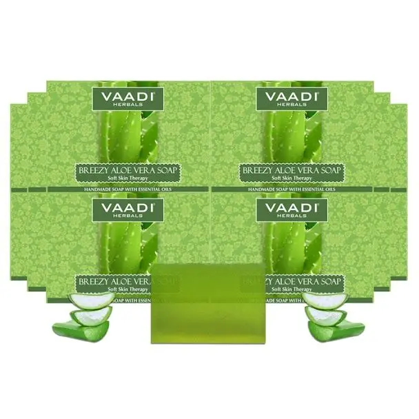 Vaadi Herbals Pack of 12 Breezy Aloe Vera Soap (12 x 75 g)