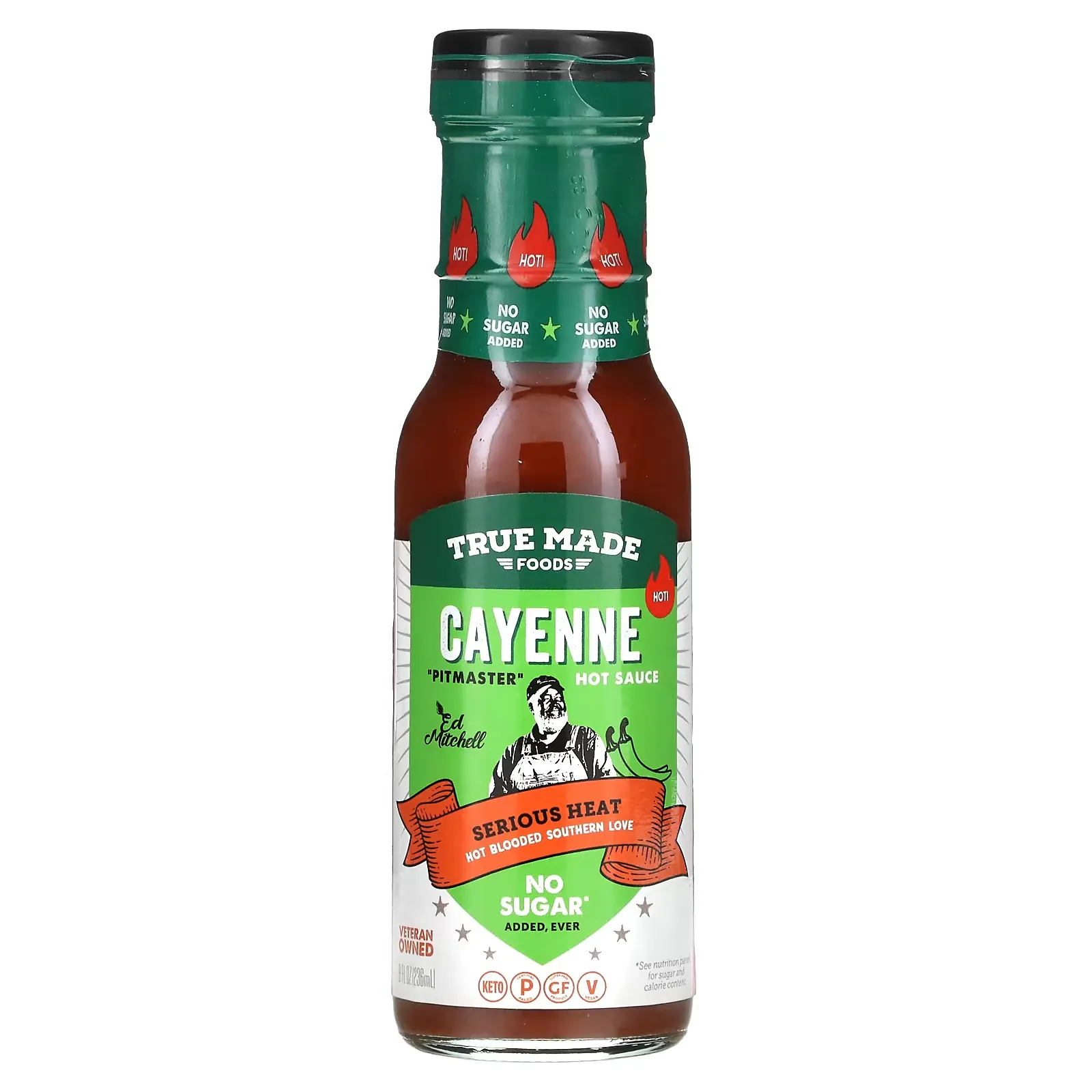 Cayenne Hot Sauce, Serious Heat, 8 fl oz (236 ml)