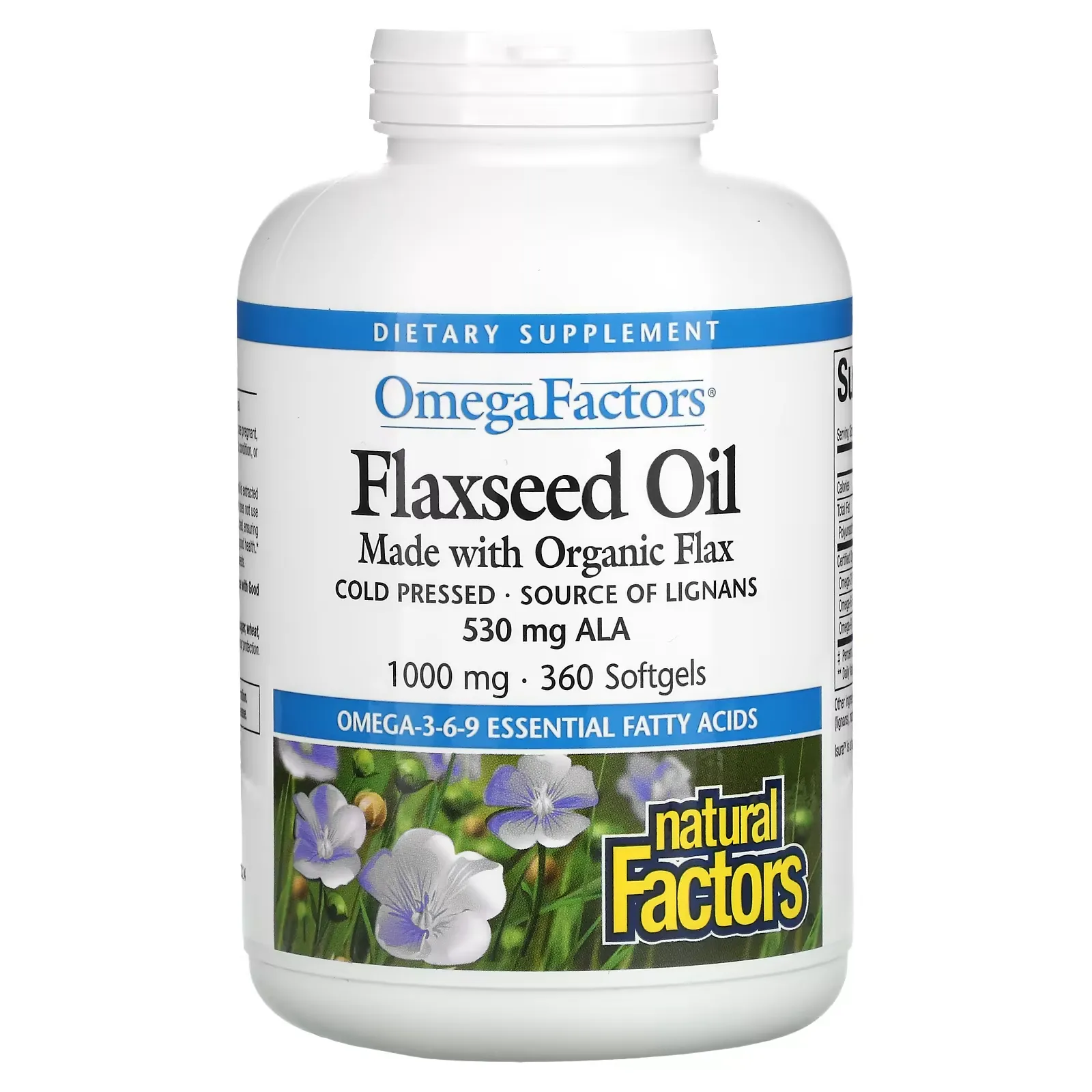 OmegaFactors, Flaxseed Oil, 1000 mg, 360 Softgels