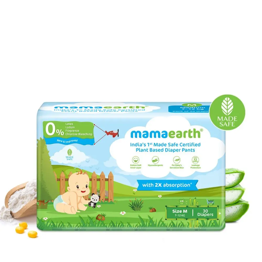 Mamaearth Plant-Based Diaper Pants for Babies – 7-12 kg (Size M - 30 Diapers) 1.01 Kg