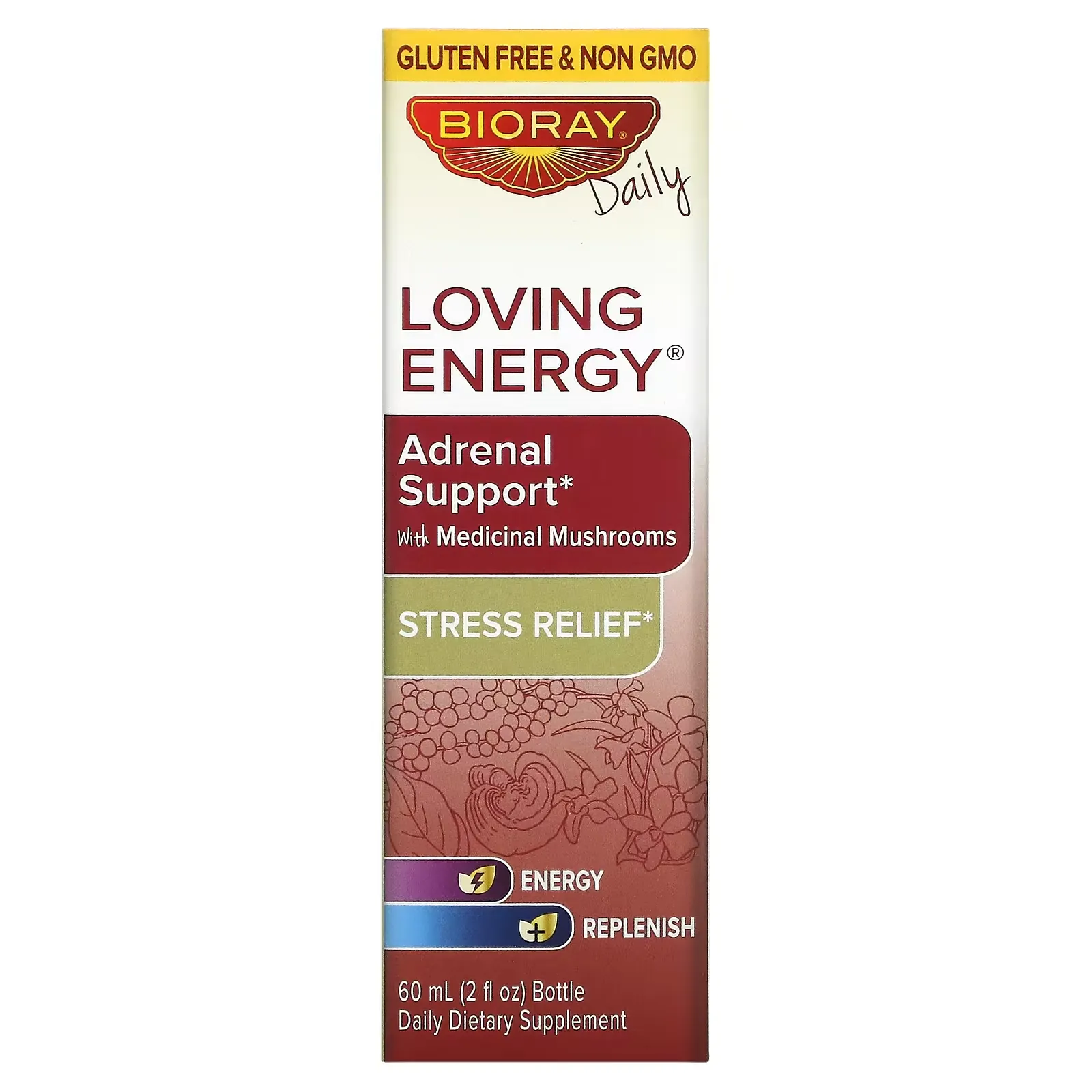 Loving Energy, Adrenal Support with Medical Mushrooms, Alcohol Free, 2 fl oz (60 ml)