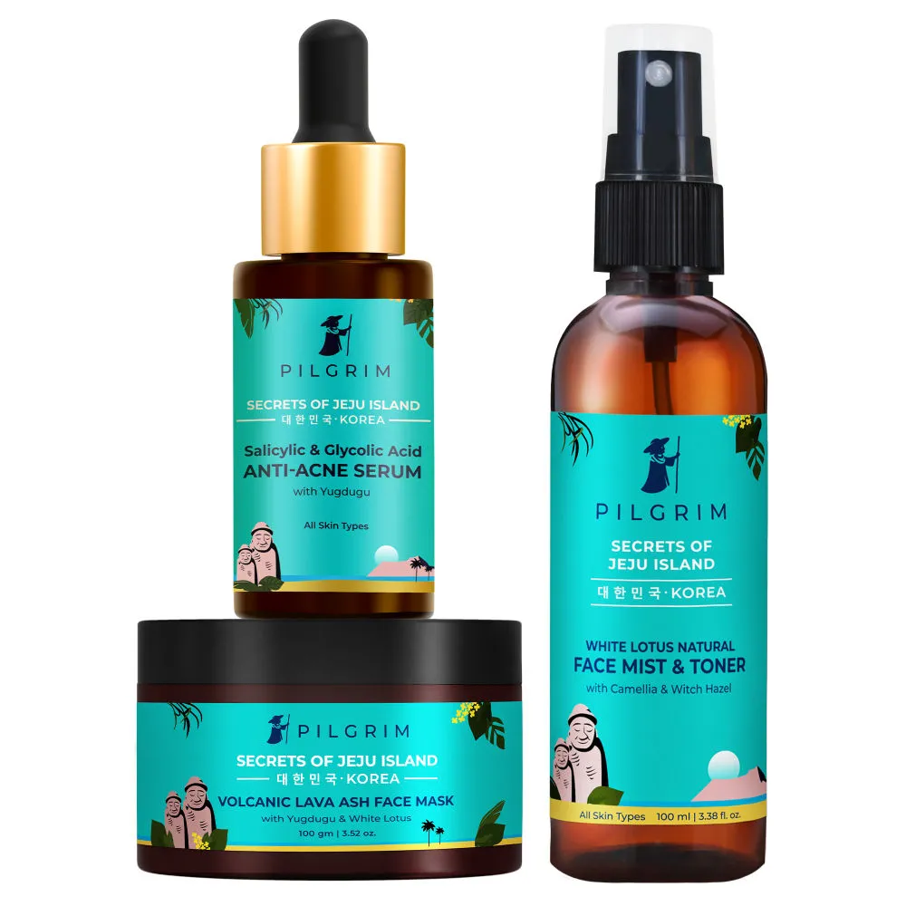 Pilgrim Salicylic & Glycolic Acid Face Serum Face Toner Volcanic Lava Ash Face Mask Combo