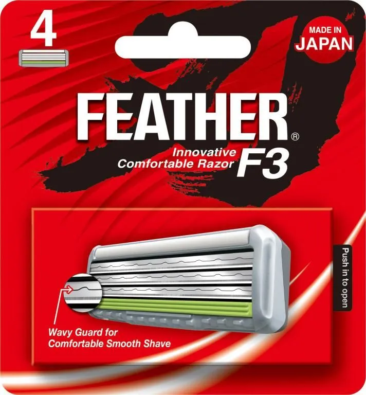 Feather F3 Triple Blade Cartridge Replacement Pack - 4 Cartridges