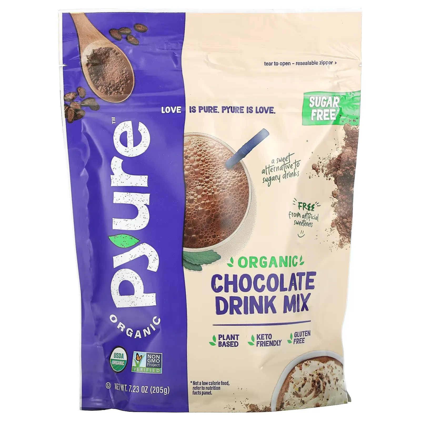 Organic Chocolate Drink Mix, Keto, 0 Sugar, 7.23 oz (205 g)