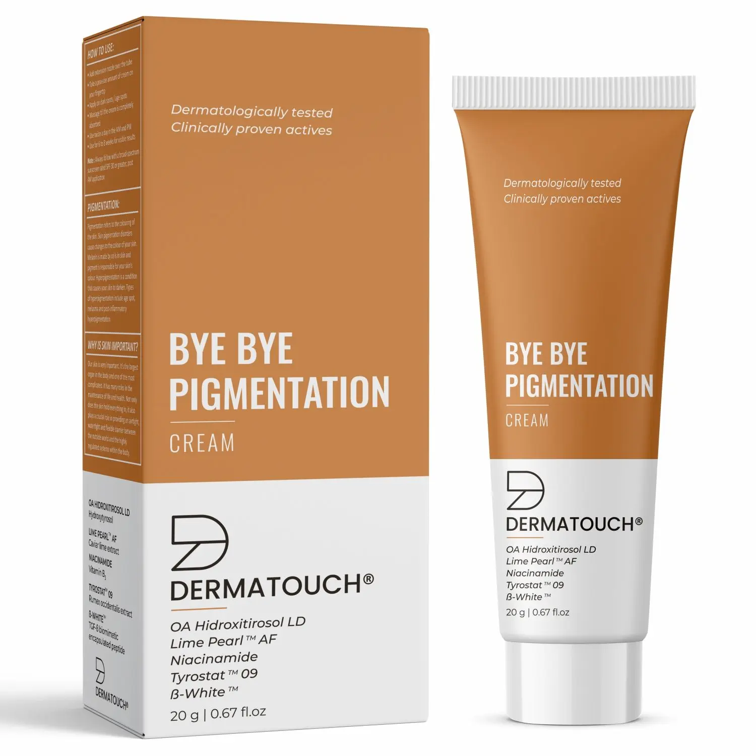 DERMATOUCH Bye Bye Pigmentation  Cream || Pigmentation Cream for Women/Men with Lime Pearl & B-White - 20G