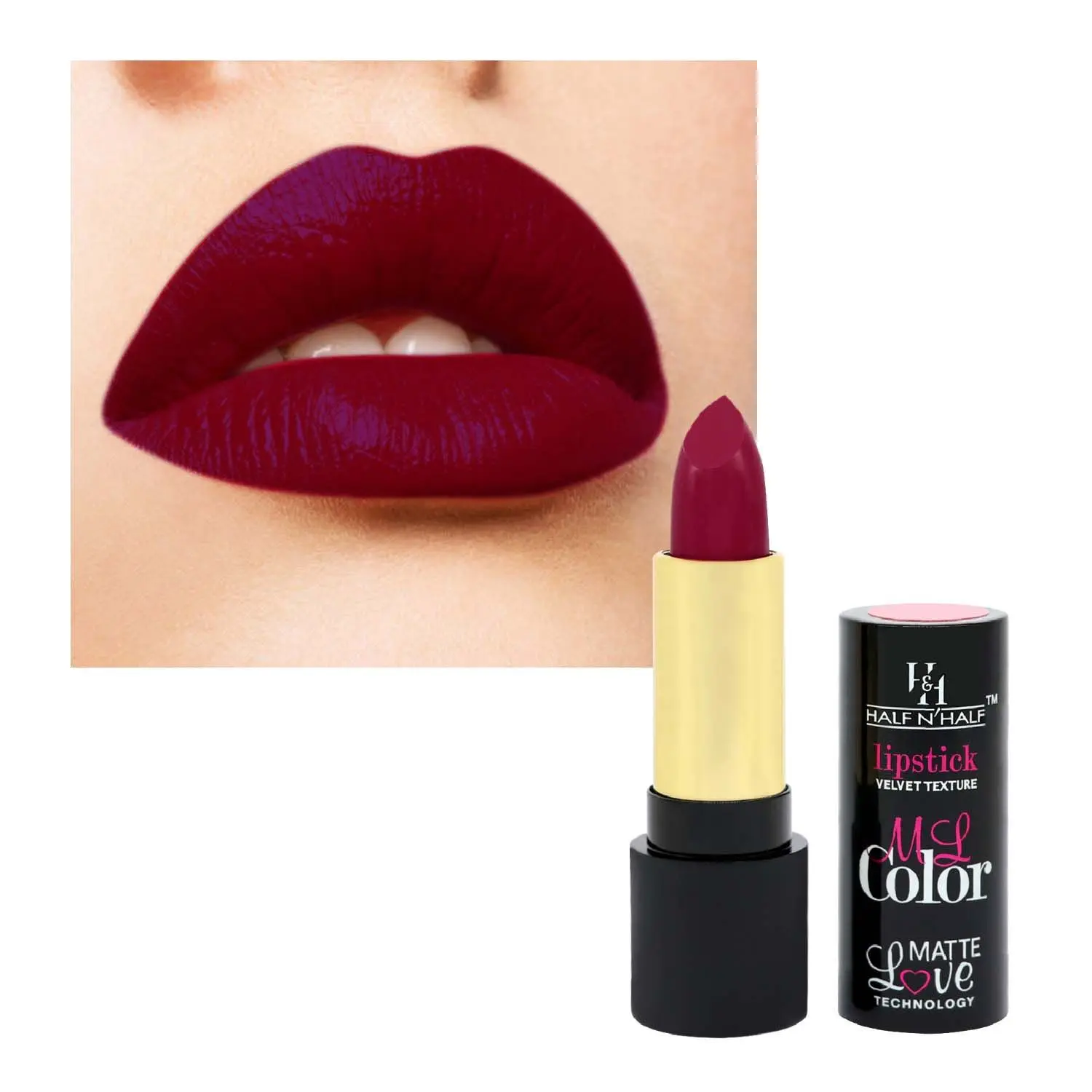 Half N Half Velvet Matte Texture Lipstick My Colour, Berry-Punch (3.8gm)