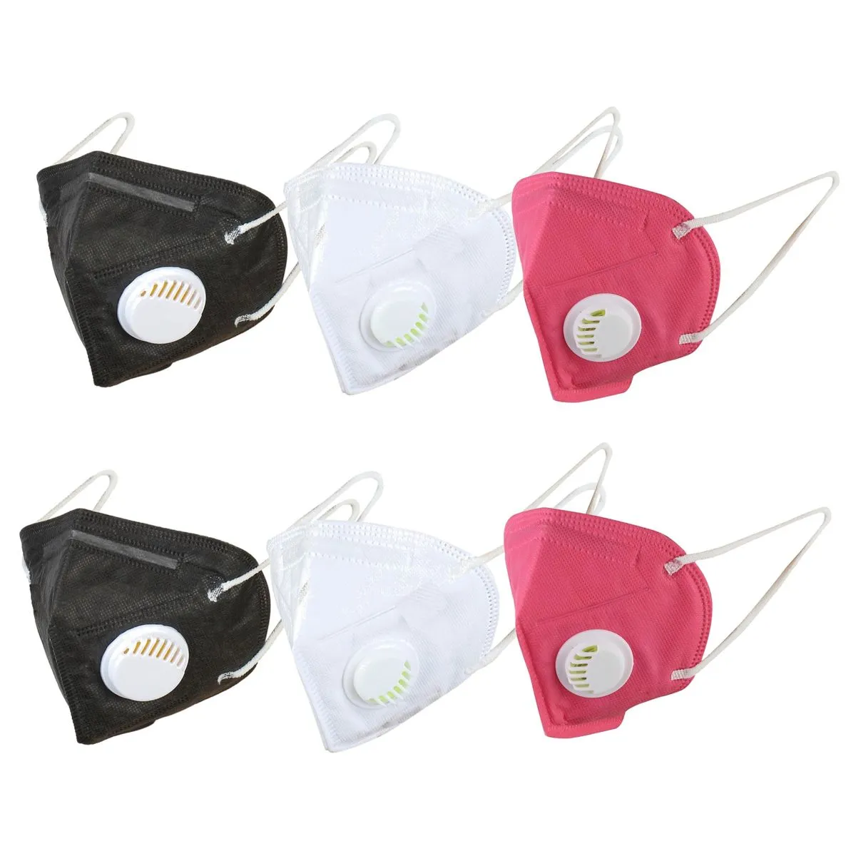 OOMPH Pack Of 6 Kn95/n95 Anti-pollution Reusable 5 Layer Mask Color: White Pink Black