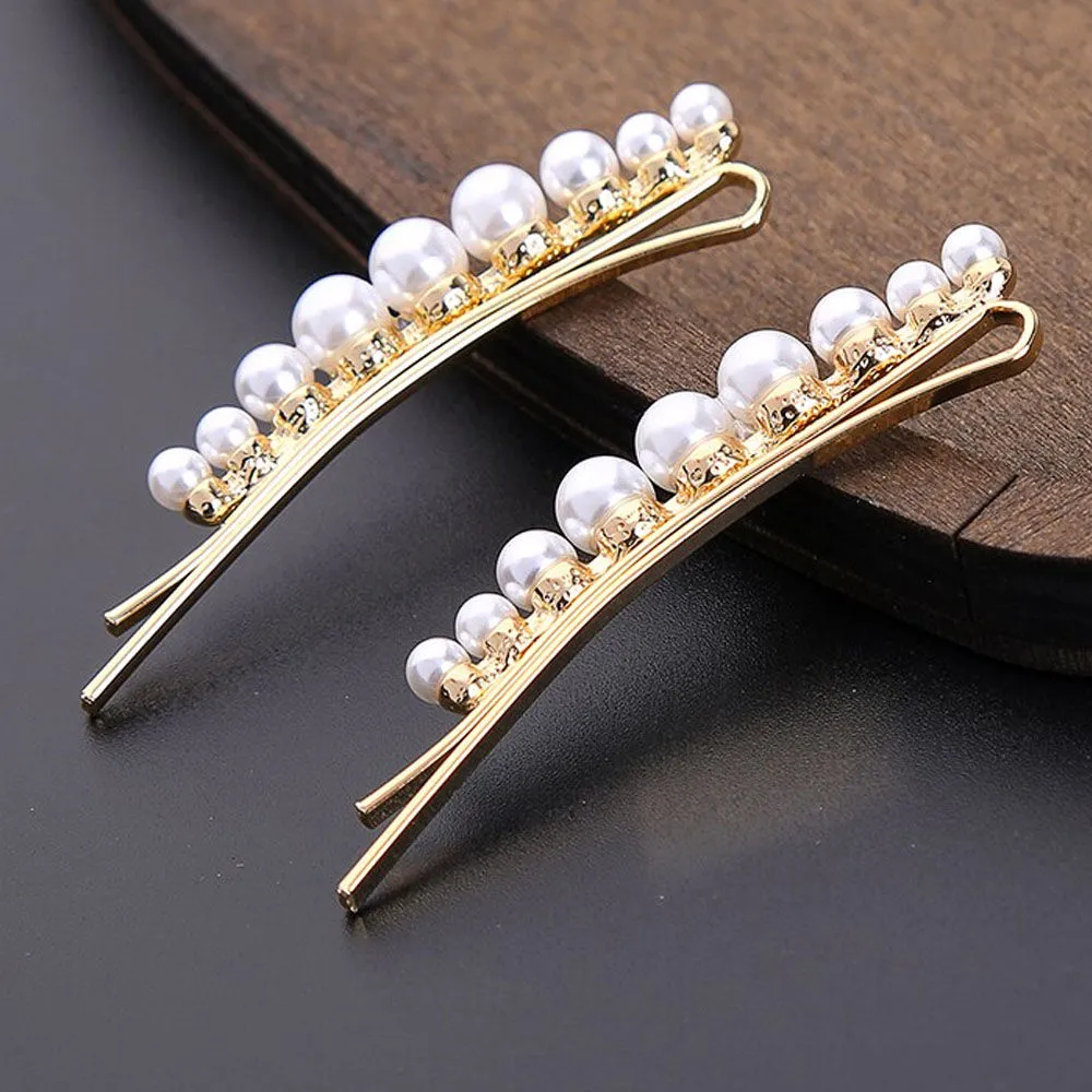 Ferosh Golden Pearl Embellished Dual Hair Pin