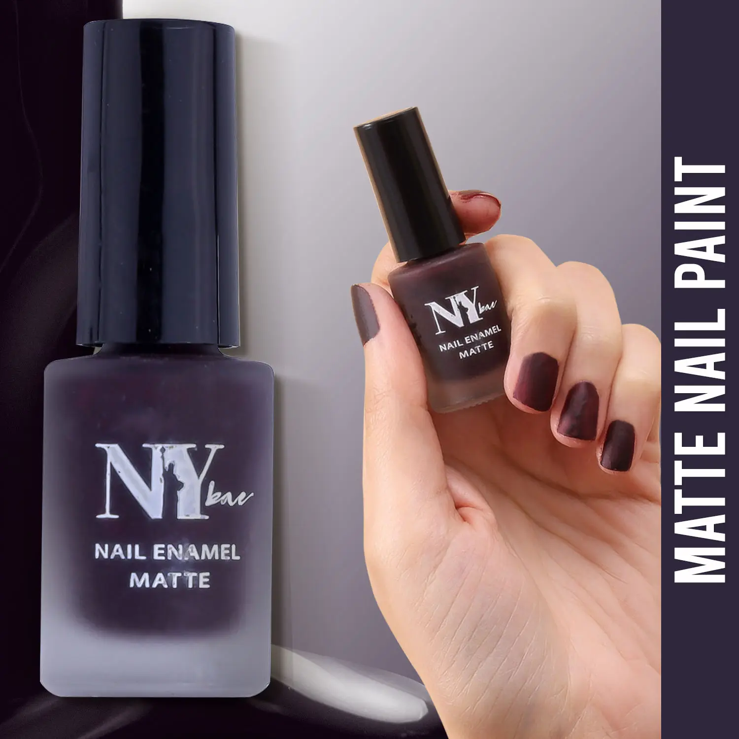 NY Bae Matte Nail Enamel - Nuggets 9 (6 ml) | Plum | Luxe Matte Finish | Highly Pigmented | Chip Resistant | Long lasting | Full Coverage | Streak-free Application | Vegan | Cruelty Free | Non-Toxic