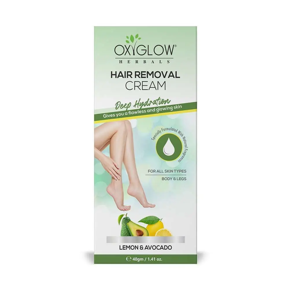 OxyGlow Herbals Lemon & Avocado Hair Removal Cream 40g, Smooth Skin