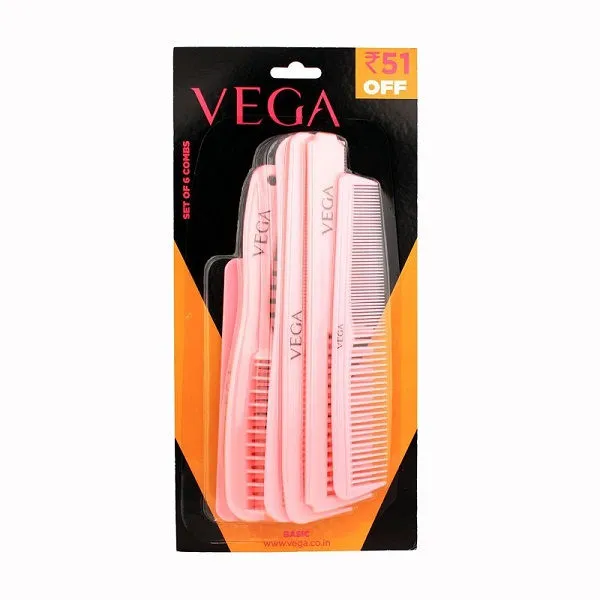 VEGA Combs - Set Of 6 (Rs.51/- Off) (HCS-03) Color May Very