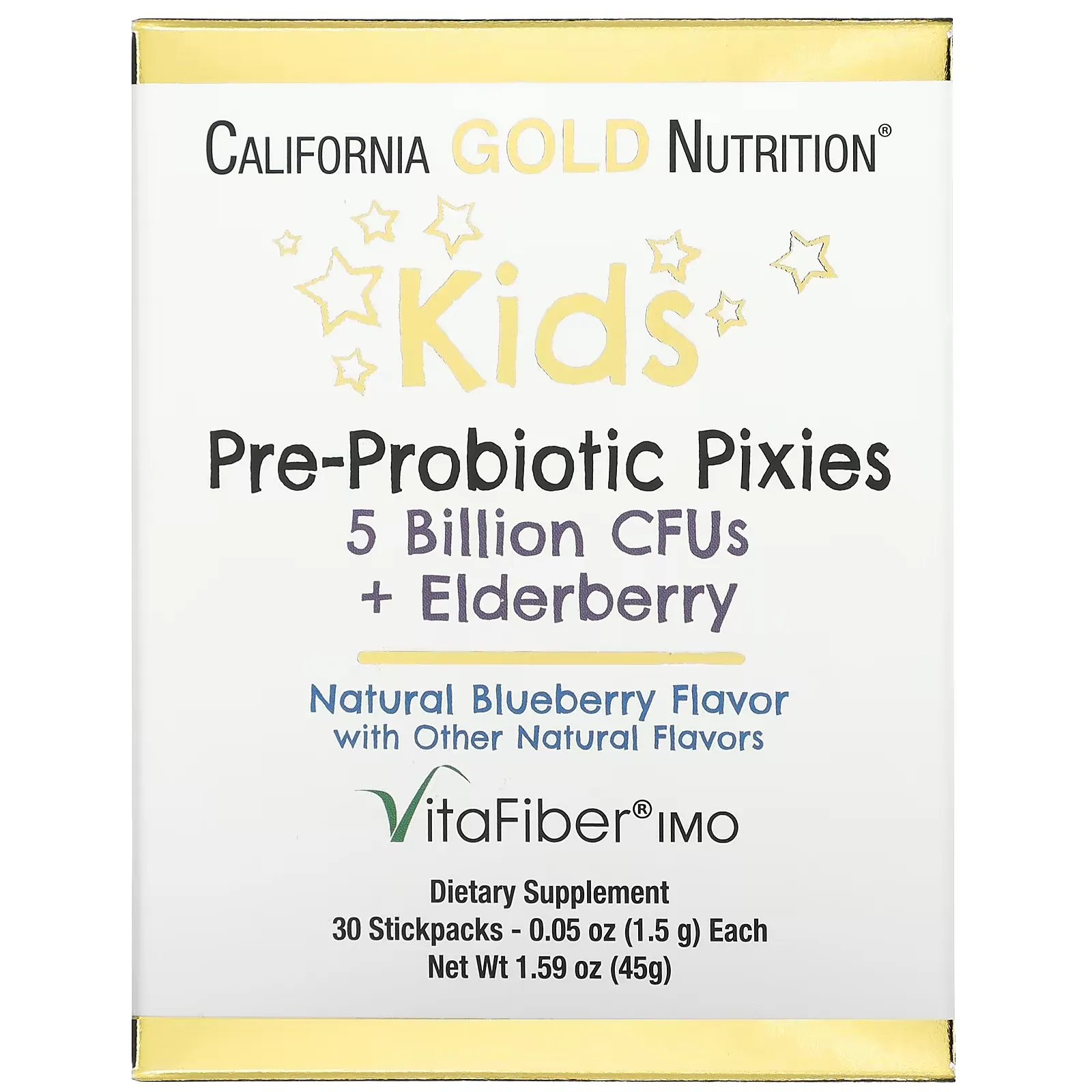 Kids Pre-Probiotic Pixies, 5 Billion CFUs + Elderberry, Natural Blueberry Flavor, 30 Packets, 0.05 oz (1.5 g) Each