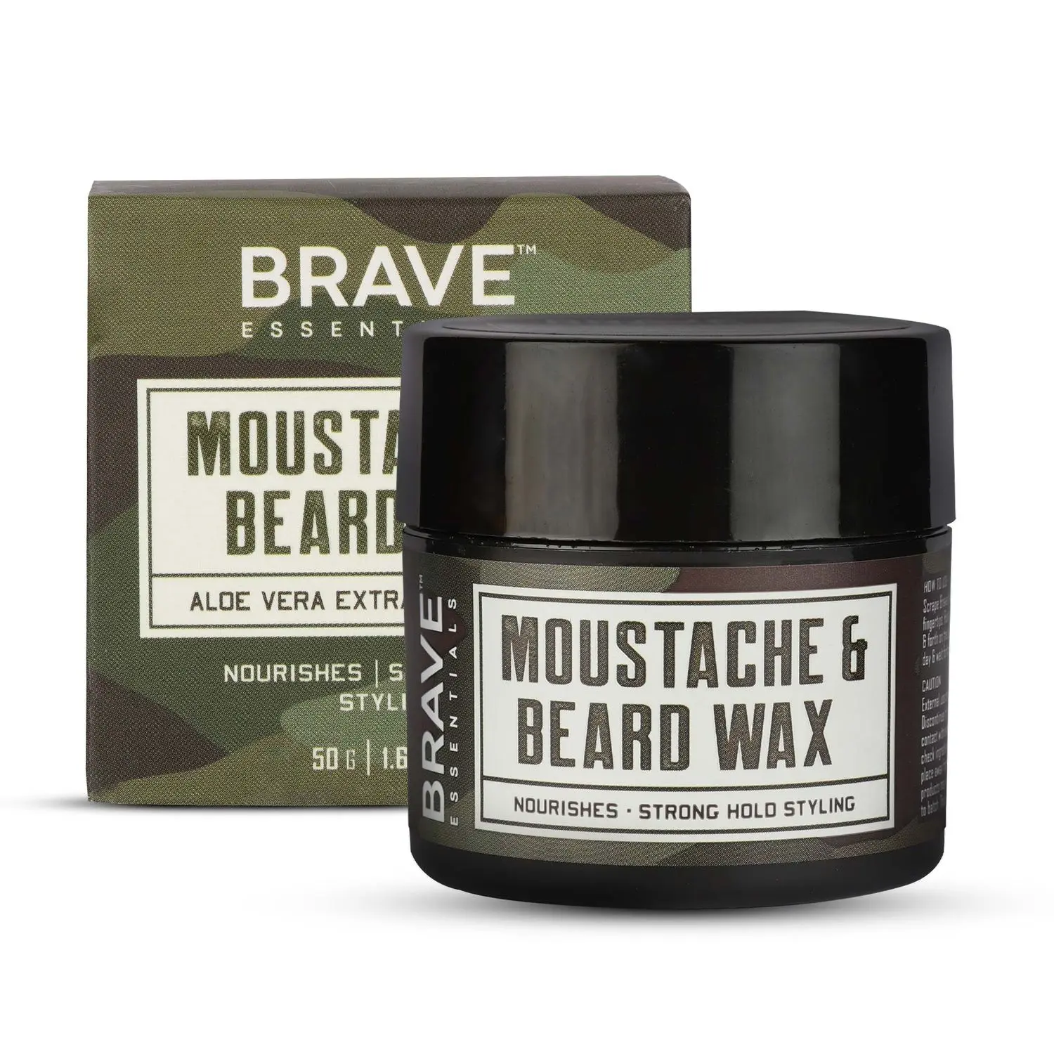 Brave Essentials Beard + Moustache Wax | 50G |Nourishing | Strong Hold Styling