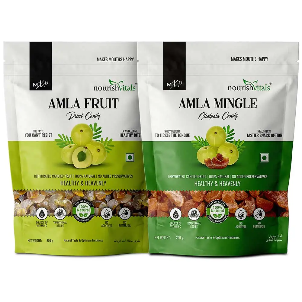 NourishVitals Healthy Munching Combo,  Amla Fruit Dried Candy + Amla Mingle Chatpata Candy  2 Piece(s)/Pack