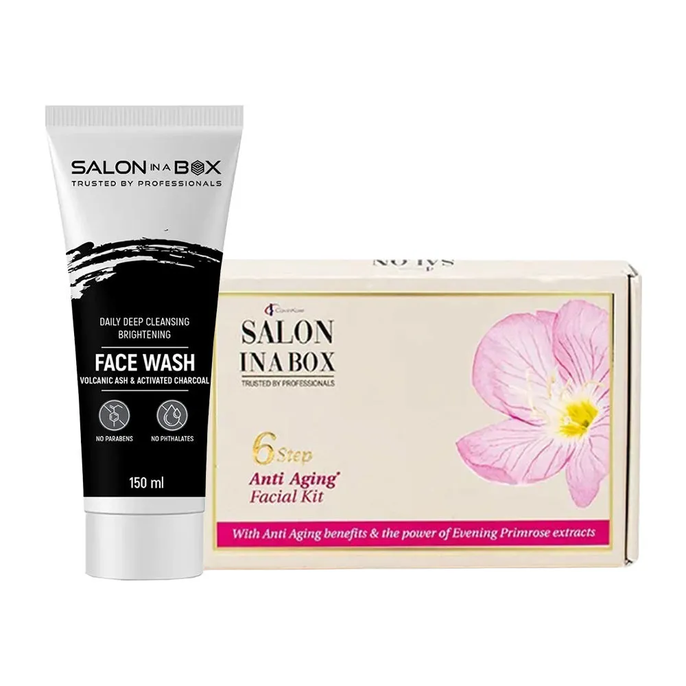 Salon In A Box Facial Care Combo - Anti - Aging Facial Kit + Deep Cleansing Face Wash