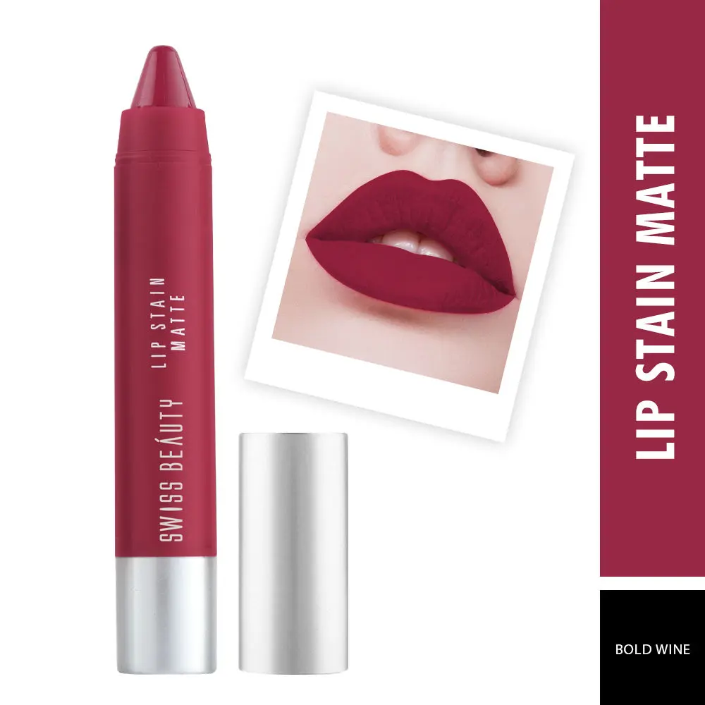 Swiss Beauty Lip Stain Matte Lipstick - 228 - Bold Wine - 3.4 gm