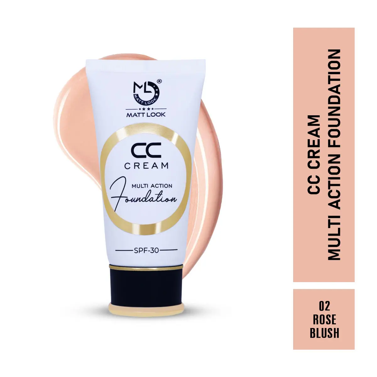 Mattlook CC Cream Multi Action Foundation- Colour Correcting Brightening Full Coverage Lightweight Even Skin Tone Natural Finish -Rose Blush (60gm)