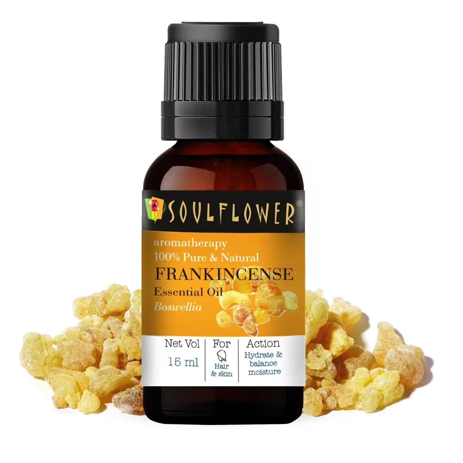 Soulflower Frankincense Essential Oil, For All Hair & Skin Type, 100% Pure & Natural, Therapeutic Grade Aromatherapy, Woody, 15ml