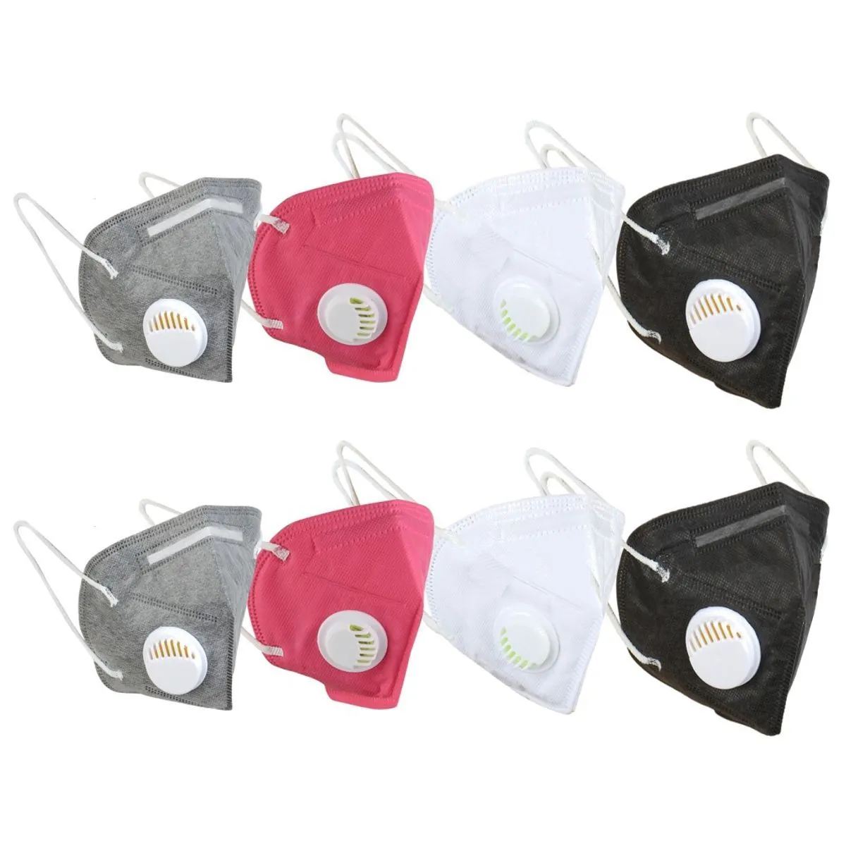 Fabula Pack of 8 KN95/N95 Anti-Pollution Reusable 5 Layer Mask (White,Black,Grey,Pink)