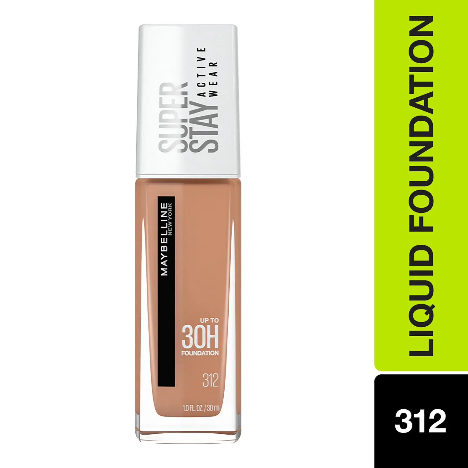 Maybelline New York Super Stay Full Coverage Active Wear Liquid Foundation, Matte Finish with 30 HR Wear, Transfer Proof, 312, Golden, 30ml