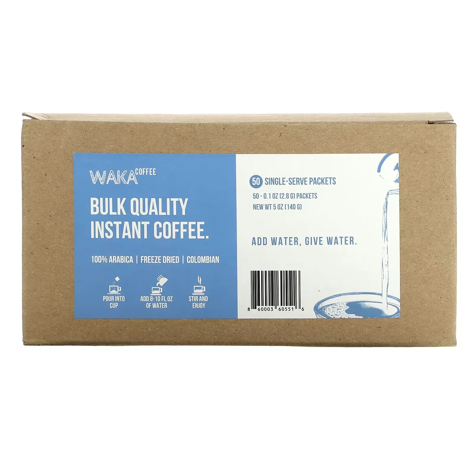 100% Arabica Instant Coffee, Colombian, Medium Roast, 50 Single-Serve Packets, 0.1 oz (2.8 g) Each