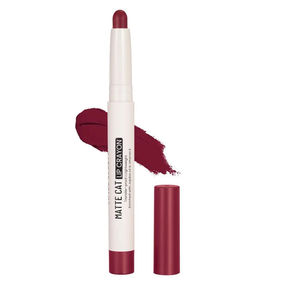 Swiss Beauty Non-Transfer Matte Cat Lip Crayon | Water-Resistant | Long-Lasting 8 Hours Stay | Retractable Lip Crayon |Lighweight|Shade 22 Regal Wine 1.5 gm